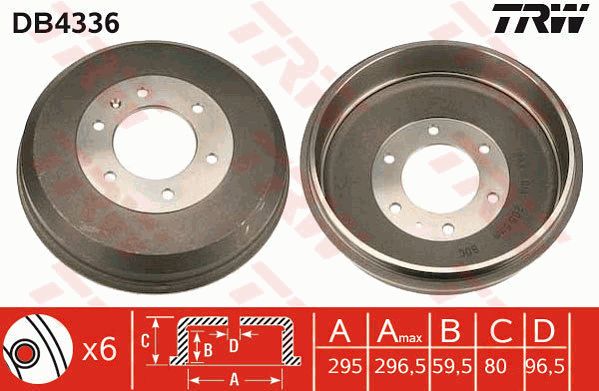 Brzdový bubón Opel Campo 2.5 TD 4x4, 2.5 DTI 4x4, 3.1 TD TRW DB4336